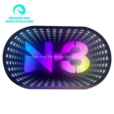 Ανθεκτικό μεταλλικό πλαίσιο Custom Infinity 3D Mirror Neon Dance Floor για DJ Disco Party