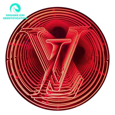 Προσαρμοσμένο μέγεθος γυάλινο υλικό Neon Mirror για τεχνολογικό φως και σκιά άπειρο