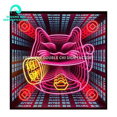 3D στερεοφωνικό τείχος / πάτωμα καθρέφτη άβυσσο σε προσαρμόσιμο κόκκινο μπλε πράσινο νεόν