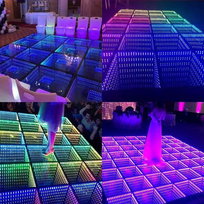 3D ατελείωτο LED καθρέφτη χορευτικό πάτωμα για το γάμο υποστήριξη πάρτι Dimmer τούβλα φώτα