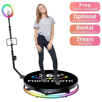 80-120CM Rotating Stand Square LED Ring Photo Booth με ισχυρό μεταλλικό θραυσμένο γυαλί