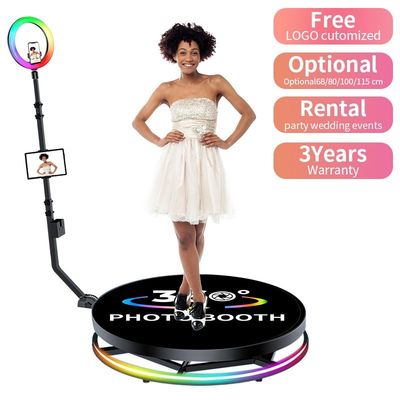 LED 360 Photo Booth ενοικίαση περιστρεφόμενο δωρεάν λογότυπο Selfie Prop για γάμους και πάρτι