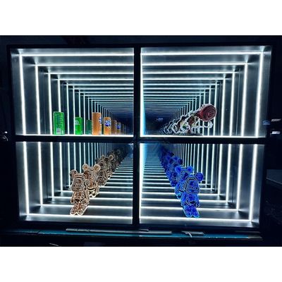 2024 Luxury Wooden LED Light Neon Mirror Display Case για τοίχο τοποθετημένο στο ντουλάπι κρασιού