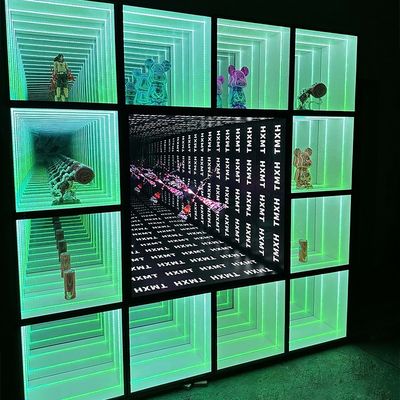 2024 Luxury Wooden LED Light Neon Mirror Display Case για τοίχο τοποθετημένο στο ντουλάπι κρασιού