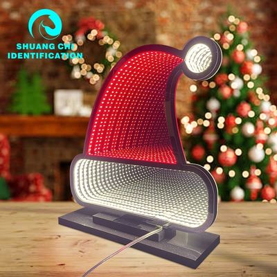 40cm Custom Christmas Neon Abyss Mirror Santa Infinity Mirror Σημάδια φώτα για τις γιορτές