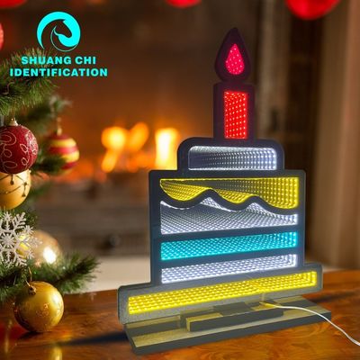 40cm Custom Christmas Neon Abyss Mirror Santa Infinity Mirror Σημάδια φώτα για τις γιορτές