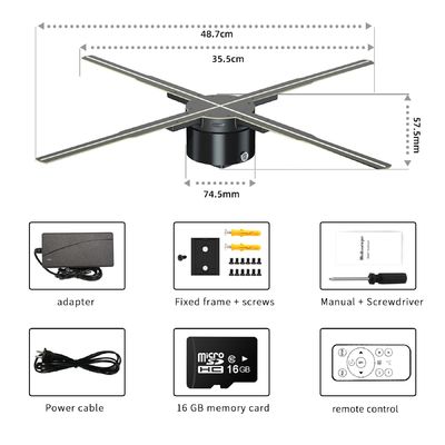 Επικεφαλαιαγοράς Περιεχόμενο Upload APP 75x2 Wifi Hologram LED ανεμιστήρας για 3D Hologram Projection