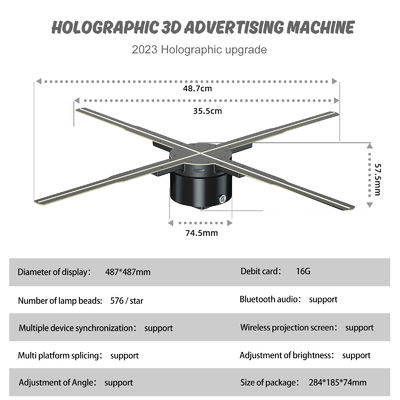 115cm Παγκόσμιο Μοντέλο 2500cd φωτεινότητα Προβολέας Ολογράμματος για αυτοκίνητο 4S καταστήματα