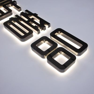 Πίσω φωτισμένα LED μεταλλικά γράμματα φώτα Σημάδια 3D πλαστικών φωτεινών χαρακτήρων για διαφήμιση