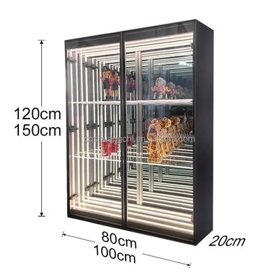 Προσαρμοσμένο μέγεθος Infinite Magic Mirror Display Cabinet για διακόσμηση εμπορικών καταστημάτων