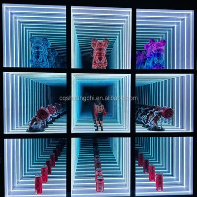Προσαρμοσμένο μέγεθος Fashion Light Up 3D LED Infinity Mirror Display Case για Τρέντυ Αντικείμενα