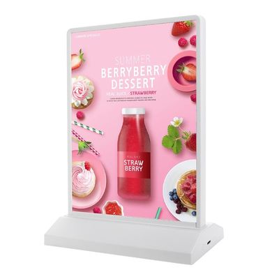 Αναφορτιζόμενο A4 Ακρυλικό Flashing Led Table Menu Stand για Εστιατόριο Κρατήρας Εμφάνισης Κάρτας