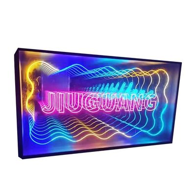 Προσαρμοσμένα σχέδια Infinity Mirror Logo Rgb Neon Sign Light Box για εσωτερική διαφήμιση