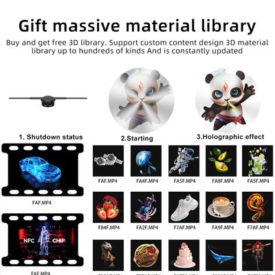 MP4/AVI/RMVB/GIF/JEPG/PNG/MKV Συμβατός ανεμιστήρας ολόγραμμα 3D 42cm για εξωτερική διαφήμιση
