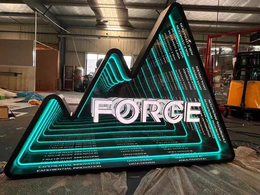 Εργατικό σήμα LED 3D από ανοξείδωτο χάλυβα για το Melaleuca Mirror Tunnel